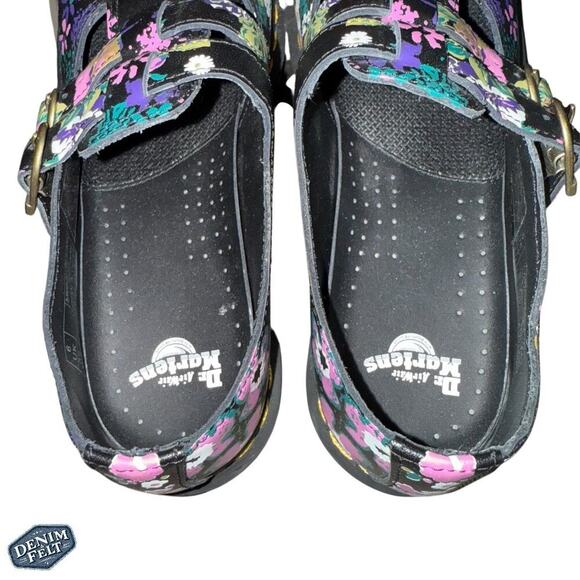 Dr Marten BLACK+MULTI Vintage Floral VINTAGE FLORAL LEATHER MARY JANE SHOES NEW! - Picture 15 of 16